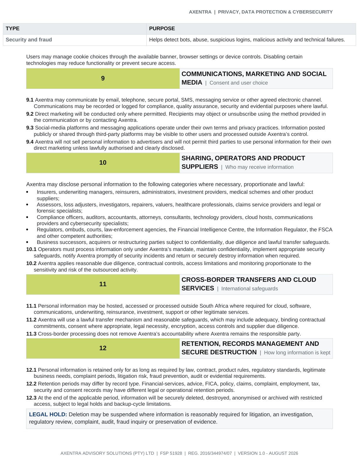 Privacy, Data Protection & Cybersecurity Policy 2026, page 6